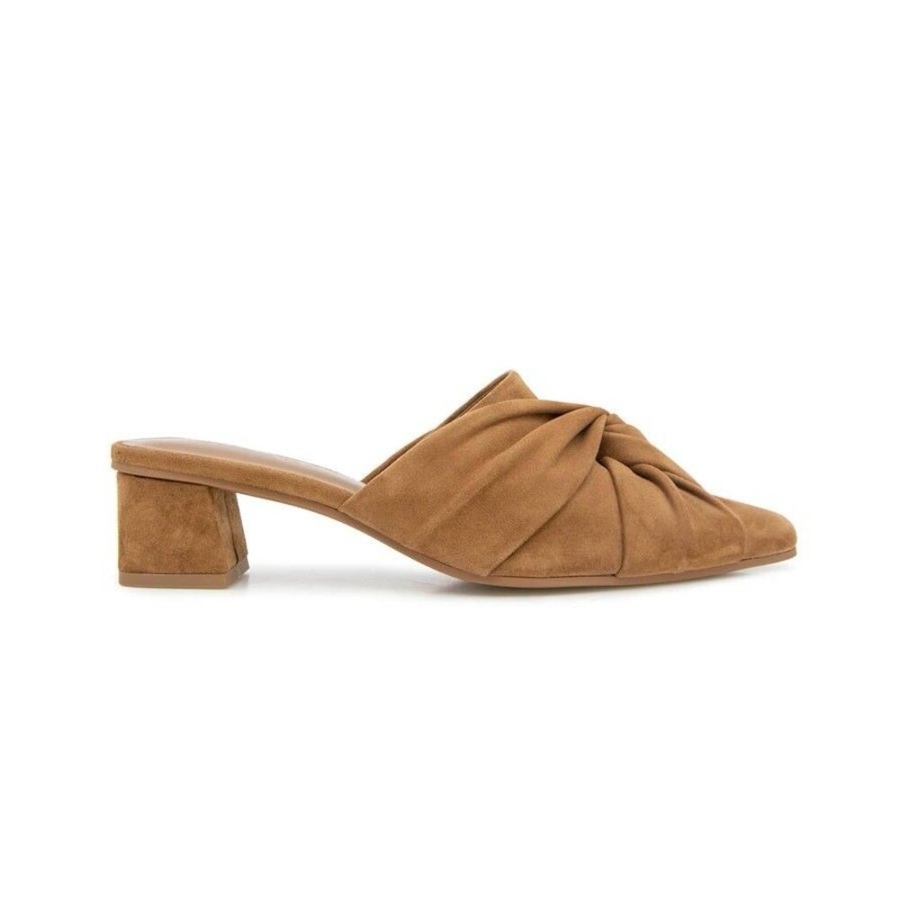 Splendid New Lanis GENUINE SUEDE LEATHER Mules 9 M Caramel Knot Heeled Pointed - Picture 7 of 15